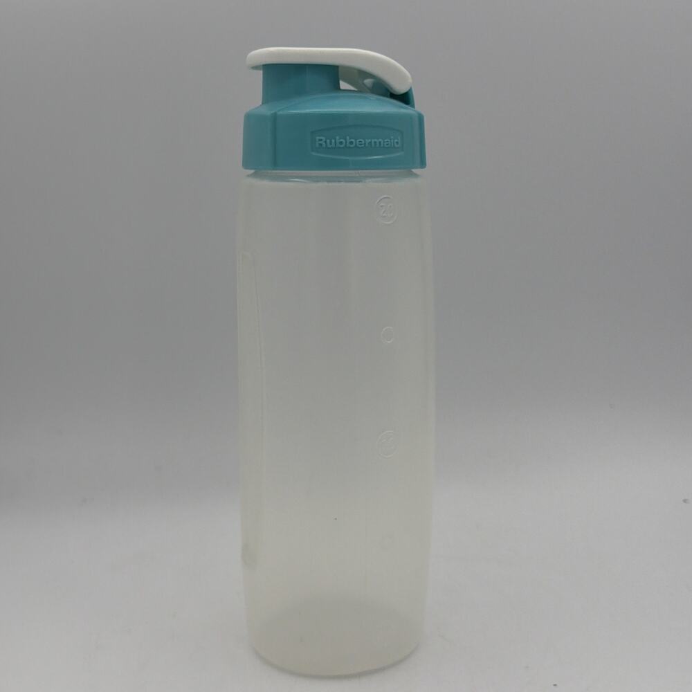 Rubbermaid 20 oz Blue Teal Lid Flip Top Water Bottle Chug Sip Bottle Reusable
